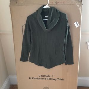 Cowl Neck Waffle Sweater